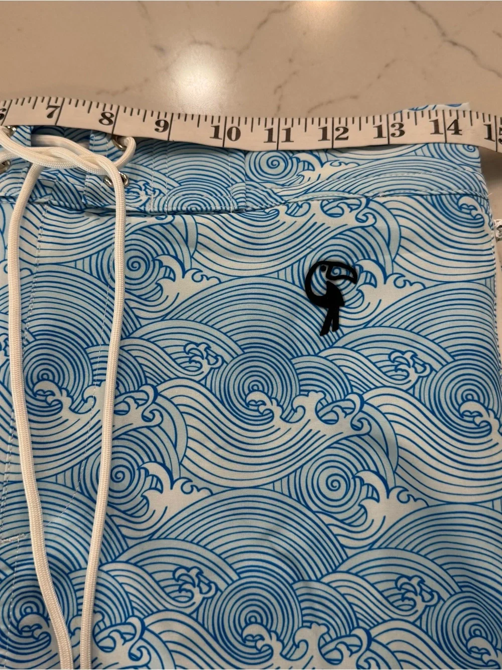 Tucann Blue Wave-Print Swim Trunks M NEW